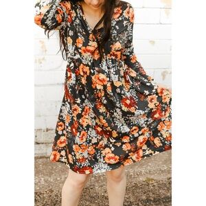 Boutique Floral Scoop Neck Dress – Size L | NWT